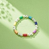 Polymer Clay Heishi & Glass Pearl & Brass Beaded Stretch Bracelet for Women BJEW-JB08754-5