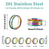 6Pcs 6 Style 201 Stainless Steel Engravable Grooved Finger Rings Set for Women RJEW-YS0001-02-4