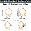20Pcs 2 Style Brass Huggie Hoop Earring Findings KK-BBC0007-55G-2