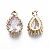 Brass Clear Cubic Zirconia Charms KK-S359-129-B01-RS-2