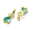 Rack Plating Brass Micro Pave Clear Cubic Zirconia Pendants KK-R157-11C-G-2