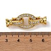 Rack Plating Brass Micro Pave Clear Cubic Zirconia Flod Over Clasps KK-B103-04G-3