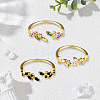 3Pcs 3 Colors Brass Micro Pave Cubic Zirconia Cuff Rings for Women RJEW-GO0001-28B-3