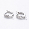 Brass Micro Pave Cubic Zirconia Hoop Earring Findings with Latch Back Closure KK-T048-032P-NF-1