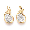 304 Stainless Steel and Handmade Polymer Clay Crystal Rhinestone Pendants STAS-T069-62-1