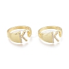 Brass Micro Pave Clear Cubic Zirconia Cuff Rings X-RJEW-F103-13K-G-1