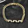 Brass Micro Pave Clear Cubic Zirconia Link Bracelets BJEW-F498-03A-G-3