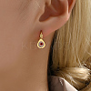 Fashionable Classic 201 Stainless Steel Teardrop with Evil Eye Hoop Earrings DM1893-4