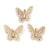 Rack Plating Brass Micro Pave Clear Cubic Zirconia with Plastic Imitation Pearl Pendants KK-G482-03G-1