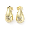 Teardrop Rack Plating Brass Cubic Zirconia Stud Earrings for Women EJEW-B047-02G-08-1