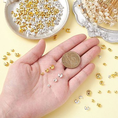 300Pcs 6 Styles Brass Crimp Beads Covers KK-CJ0001-93-1