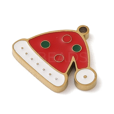 Christmas Theme Ion Plating(IP) 304 Stainless Steel Enamel Charms STAS-Z083-06G-01-1