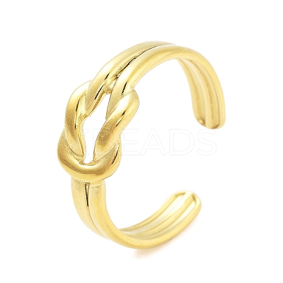 Real 18K Gold Plated 304 Stainless Steel Open Cuff Rings for Women LS-RJEW-B061-01G-08-1