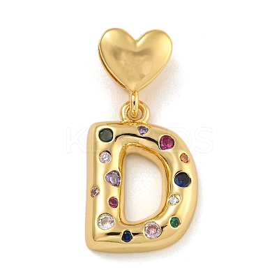 Brass Micro Pave Colorful Cubic Zirconia Pendants KK-P281-01G-D-1