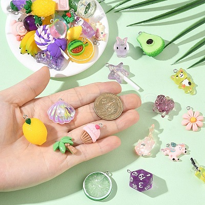 10Pcs 10 Styles Opaque & Transparent Resin Pendants RESI-YW0005-18-1