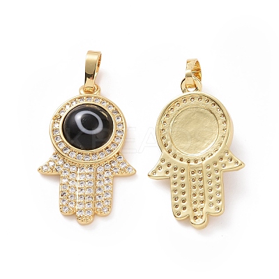 Brass Micro Pave Cubic Zirconia Pendants ZIRC-F136-03G-02-1
