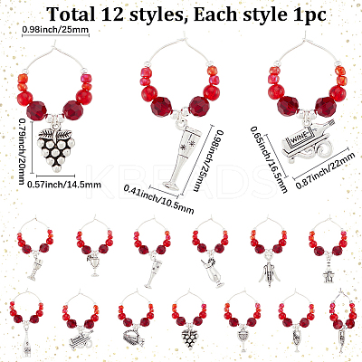 12Pcs 12 Styles Alloy Enamel Charms Wine Glass Charms AJEW-SC00047-1