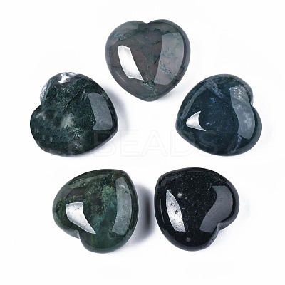 Natural Moss Agate Heart Love Stone G-N0325-11-03-1