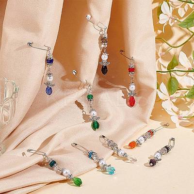 20Pcs 10 Colors Glass & Alloy Angel Brooch JEWB-WR00001-1