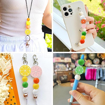 58Pcs 8 Styles Lemon Food Grade Eco-Friendly Silicone Focal Beads SIL-CJ0001-99-1