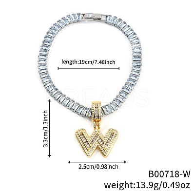 Fashionable Brass Micro Pave Clear Cubic Zirconia Charm Bracelets AF9298-23-1