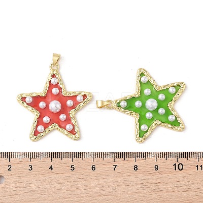 Rack Plating Brass & Epoxy Resin Pendants KK-Z047-04B-RS-1