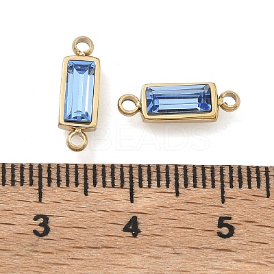 Birthstone 304 Stainless Steel Rhinestone Connector Charms STAS-L022-576G-09-1