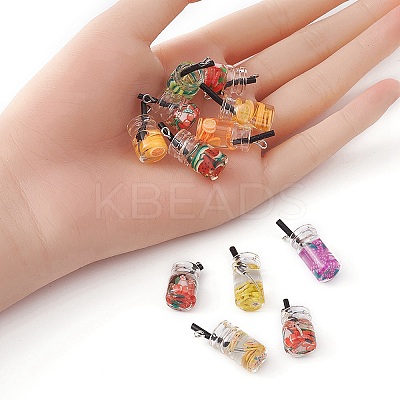 12Pcs 2 Styles Resin Glass Bottle Pendants CRES-YW0001-14-1