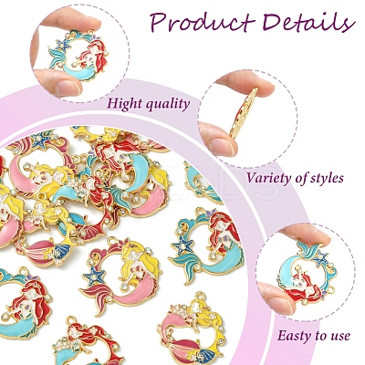16Pcs 4 Styles Alloy Enamel Pendants ENAM-FS0002-24-1