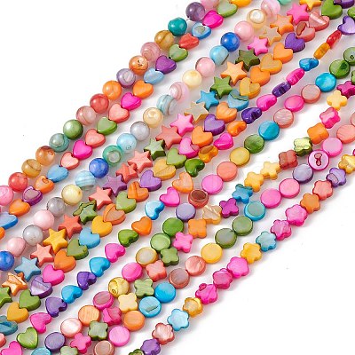 10 Strands Colorful Natural Freshwater Shell Dyed Beads Strands SHEL-M018-02-1