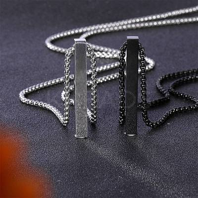 2Pcs 2 Color Stainless Steel Minimalist Rectangle Pendant Necklaces Set JN1123A-1