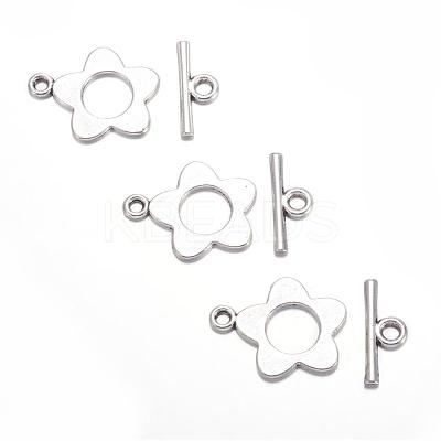 Flower Tibetan Style Alloy Toggle Clasps X-A0977Y-1