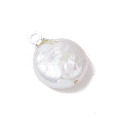 Natural Keshi Pearl Flat Round Charms PALLOY-JF05077-02-1