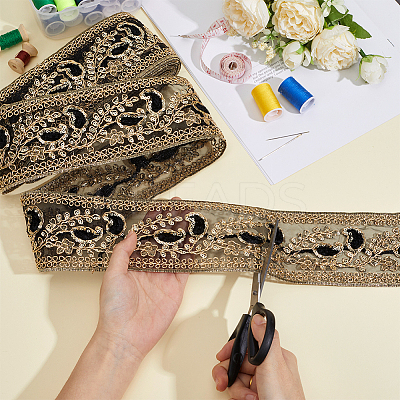 Flower Pattern Ethnic Style Embroidery Floral Polyester Ribbons OCOR-WH0070-322A-02-1