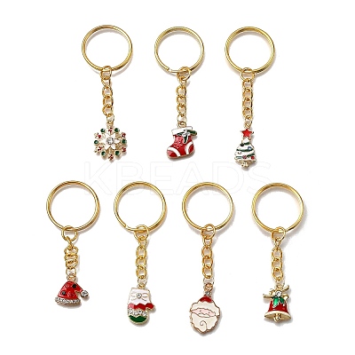 7Pcs Alloy Enamel Keychains KEYC-JKC01384-1