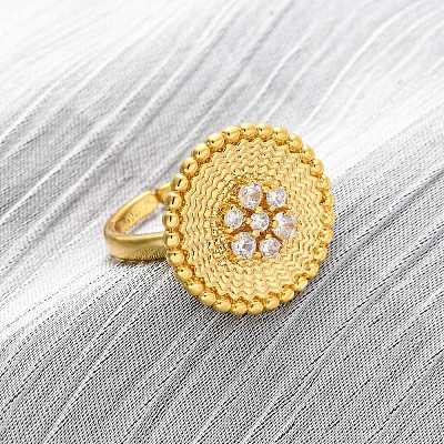 Brass Micro Pave Cubic Zirconia Cuff Rings RJEW-D323-05G-1