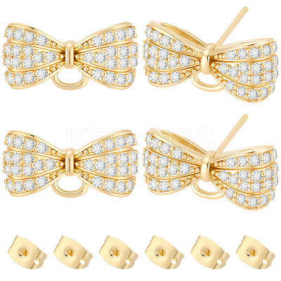 5 Pairs Rack Plating Brass Micro Pave Cubic Zirconia Earring Findings KK-BBC0027-84-1