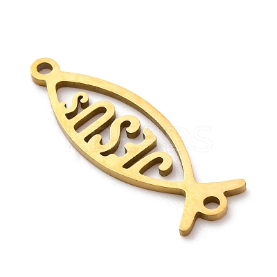 201 Stainless Steel Hollow Religion Jesus Fish Connector Charms STAS-V014-03G-1