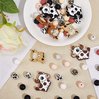 72pcs 12 style Food Grade Silicone Focal Beads SIL-CA0003-20-1