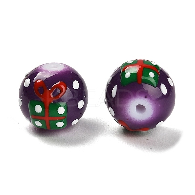 Christmas Theme Baking Paint Glass Beads LAMP-I028-08C-1