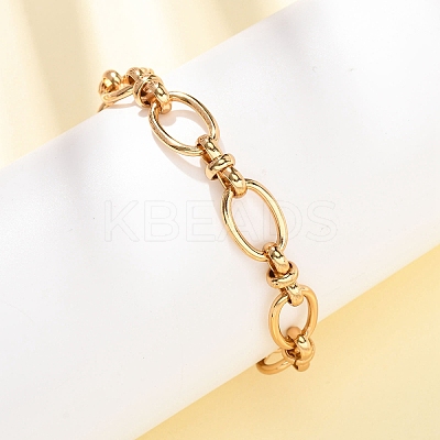 304 Stainless Steel Oval Link Chains Bracelets for Women BJEW-G780-05G-1