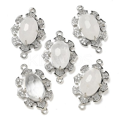 Natural Quartz Crystal Faceted Oval Connector Charms G-G181-06P-08-1