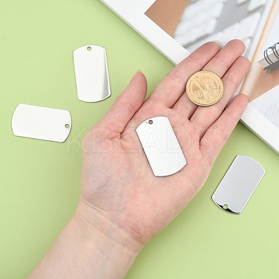 Tarnish Resistant 201 Stainless Steel Rectangle Mirror Polished Finish Stamping Blank Tag Pendants LS-STAS-S031-03-1