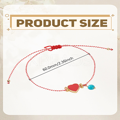 1Pc Fashion Adjustable Enamel Heart Link Bracelets BJEW-LP0002-31-1