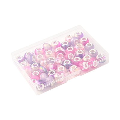 44Pcs 7 Styles UV Plating Resin European Beads RESI-FS0002-03-1