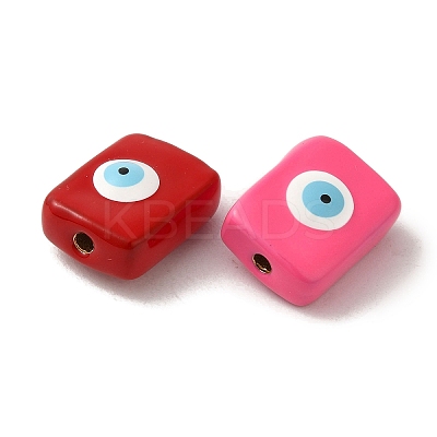 Brass Enamel Beads KK-R162-040G-1