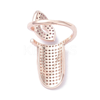Brass Micro Pave Cubic Zirconia Fingernail Rings RJEW-D115-05RG-1