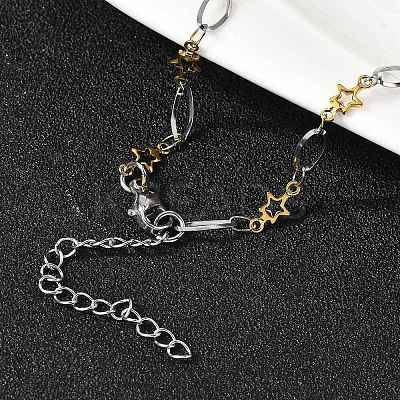 304 Stainless Steel Star Link Chain Necklaces for Women NJEW-A046-02A-GP-1