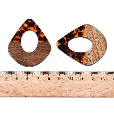 Transparent Resin and Walnut Wood Pendants RESI-T057-07D-1