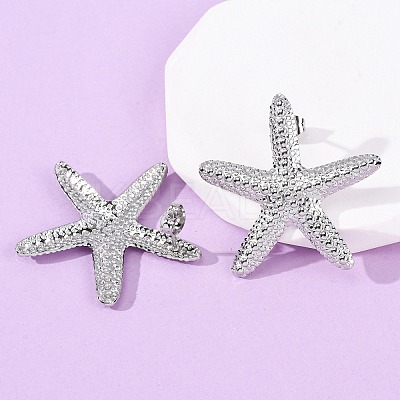 304 Stainless Steel Starfish Stud Earrings EJEW-Z135-02P-03-1